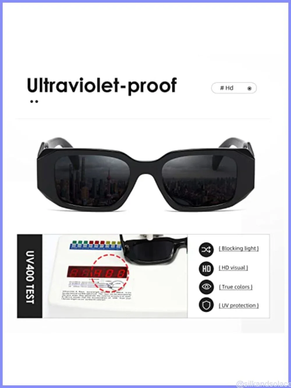 Retro Rectangle UV400 Sunglasses Full Frame Outdoor Driving Fashion Accessory